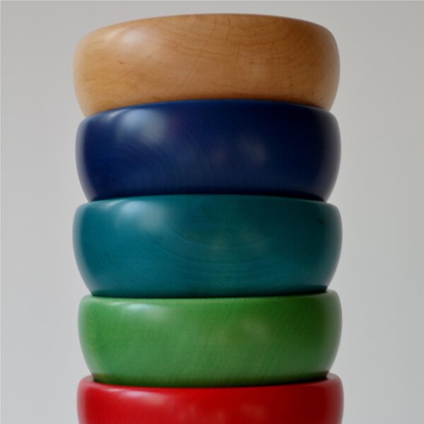 Hand-Turned Wooden Salad Bowl Ice Cream Cup � 14xh6 cm Painted with Water-based Blue Paint