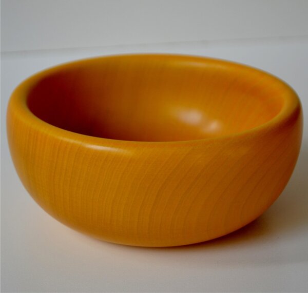 Hand-turned Wooden Salad Bowl � 14xh6 cm Painted with Water-based Yellow Paint - Gelato Dessert Cup