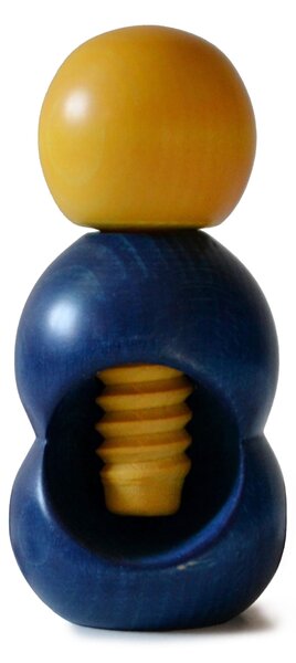 Hand-Turned Linden Wood Sphere Nutcracker 5.5xh12 cm Bicolor Blue Yellow