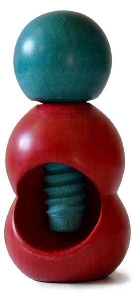 Hand-Turned Lime Wood Rompinoce SFERA Nutcracker 5.5xh12 cm Bicolour Red Blue