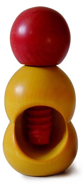 Hand-turned Linden Wood Sphere Nutcracker 5.5xh12 cm Bicolour Yellow Red