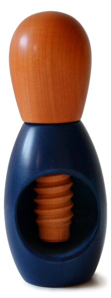 Hand-Turned Olive Linden Wood Nutcracker 5.5xh12.5 cm Bicolor Blue Orange