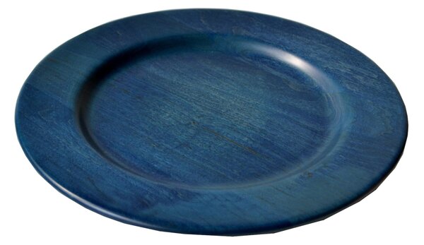 Solid Wood Underplate � 32xh 3.2cm in Solid Lime Wood, Handcrafted and Individually Turned Blue