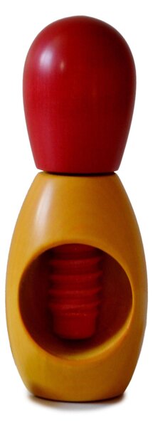 Hand-turned OLIVA Linden Wood Nutcracker 5.5xh12.5 cm Bicolor Orange Red