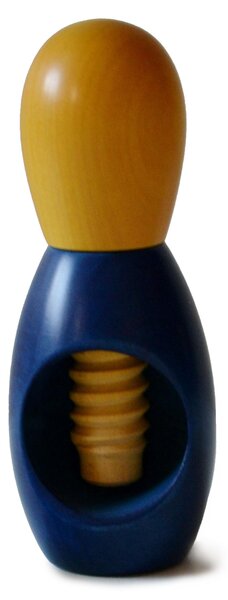Hand-Turned Olive Linden Wood Nutcracker 5.5xh12.5 cm Bicolour Blue Yellow