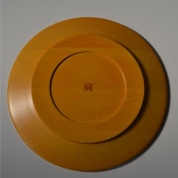 Solid Lime Wood Underplate � 32xh 3.2cm, Handcrafted and Individually Turned, Yellow