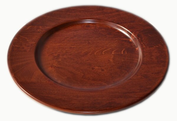 Solid Lime Wood Underplate � 32xh 3.2cm, Each Plate Individually Handcrafted and Turned - Mahogany