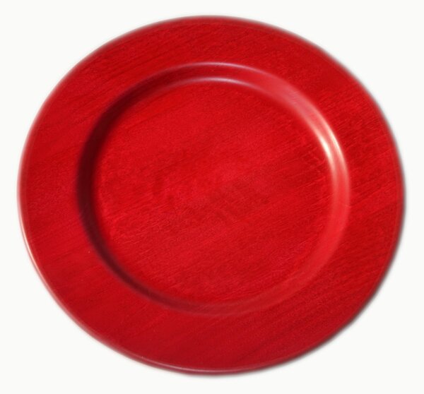 Solid Wood Underplate � 32xh 3.2cm with Solid Linden Wood, Handcrafted and Individually Turned Red