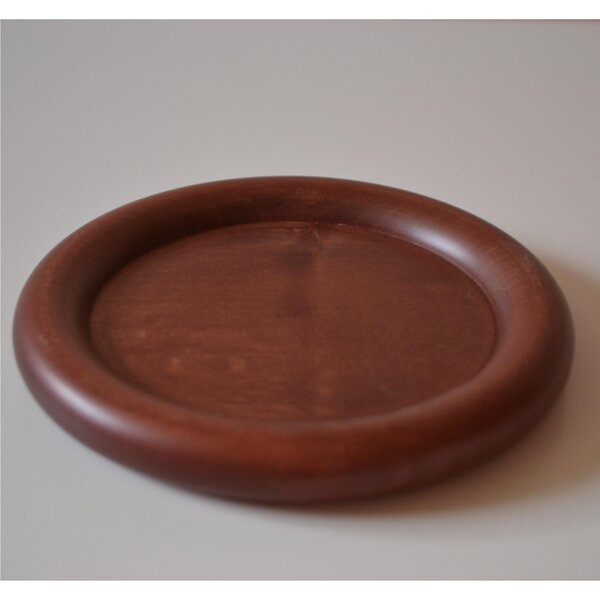 Hand-Turned Linden Wood Coaster, Mahogany Colour, Diameter 13xh1.5 cm, Can Also Be Used as a Bread Plate