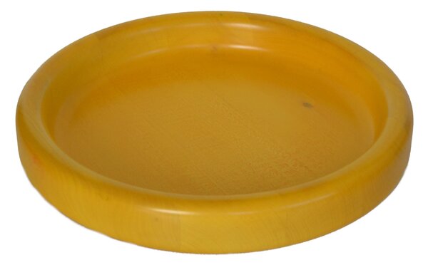 Hand-Turned Solid Wood Bowl Medium � 34xh 6 cm for Fruit Bowl or Tray, Yellow Colour - baslotto