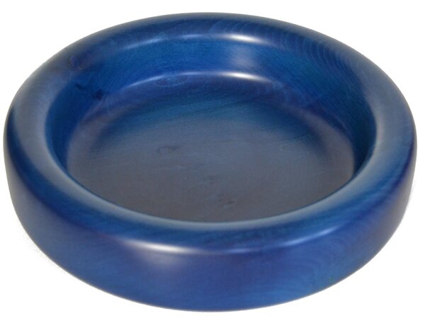 Hand-Turned Solid Wood Bowl Small � 26xh 6 cm for Fruit Bowl or Tray, Blue Colour - baslotto