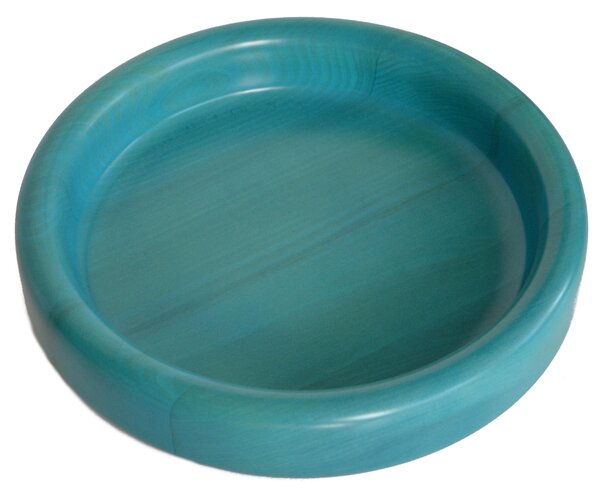 Hand-Turned Solid Wood Bowl Medium � 34xh 6 cm for Centrepiece Fruit Holder or Tray in Blue Colour baslotto