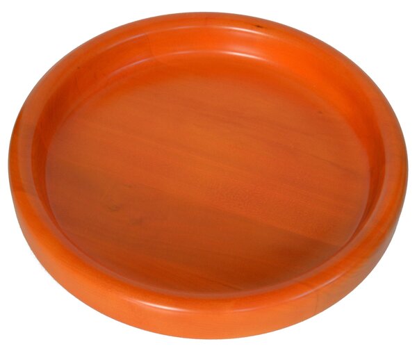 Hand-Turned Solid Wood Bowl Big � 42xh 6 cm for Fruit Bowl or Tray, Orange Colour - baslotto