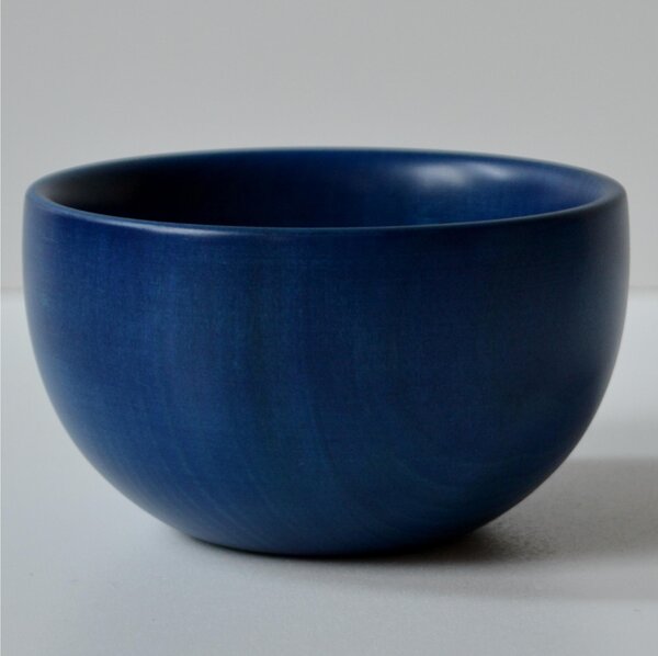 Hand-Turned Solid Wood Bowl � 10xh 06 cm for Fruit Salad, Ice Cream, Dips, Appetisers Blue
