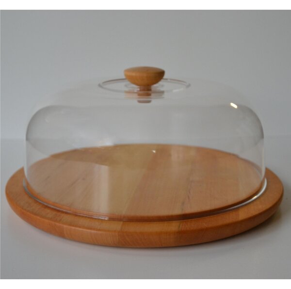 Alder Wood Cake Stand Exclusively Oiled �37x17h cm with Methacrylate Dome