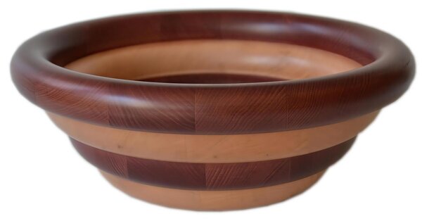 Arena Multicolor Fruit Bowl Salad Bowl Diameter 34xh 12 cm with Alder Wood, Each Ring Individually Hand-Turned, Multicolour Mahogany Wood