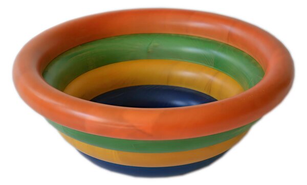 Multicolour Arena Fruit Bowl Salad Bowl 34xh 12 cm with Alder Wood, Each Ring Individually Hand-Turned, Wood Colour Multicolour Orange