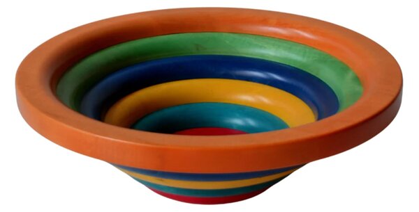 Centre Piece Fruit Bowl, Salad Bowl ARENA � 34xh 11.5 cm with Solid Linden Wood, Each Ring Individually Hand-Turned and Multicoloured