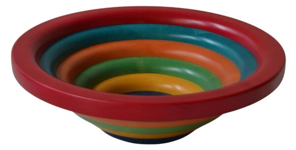 Centre Piece Fruit Bowl, Salad Bowl ARENA � 34xh 11.5 cm with Solid Linden Wood, Each Ring Handcrafted and Individually Turned Multicolour