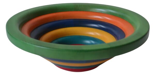 Centrepiece Fruit Bowl, Salad Bowl ARENA � 34xh 11.5 cm with Solid Linden Wood, Each Ring Individually Hand-Turned and Multicoloured