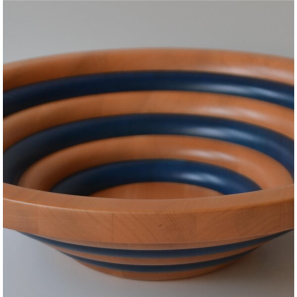 Centre Piece Fruit Bowl, Salad Bowl ARENA Bicolor � 42xh 12 cm with Solid Lime Wood, Each Ring Individually Hand-Turned Multicolour