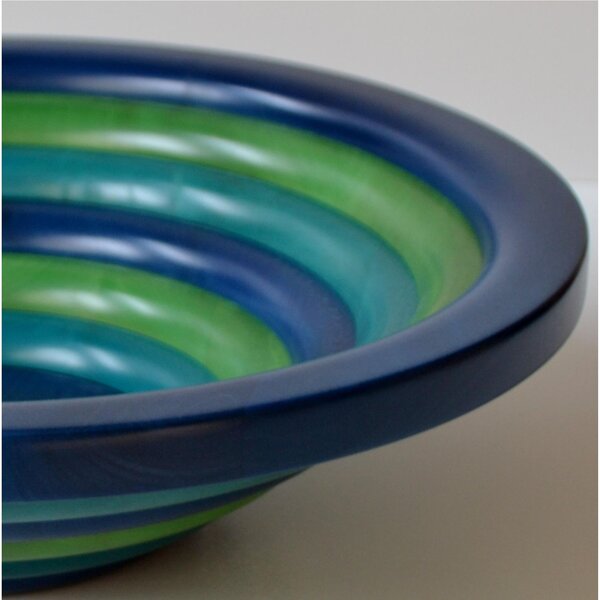 Centre Piece Fruit Bowl, Salad Bowl ARENA � 42xh 12 cm in Solid Lime Wood, Each Ring Individually Hand-Turned and Multicoloured