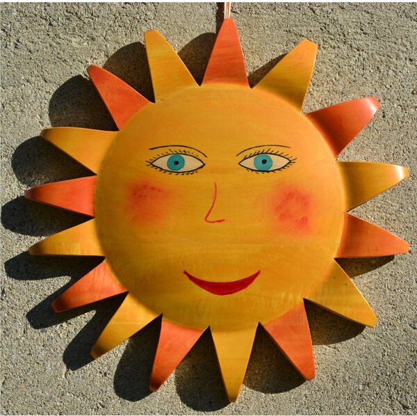 Hand-Turned and Hand-Decorated Linden Wood Sun, Diameter 43x3.5 cm, Enhances Both Indoor and Outdoor Spaces by Adding Positivity