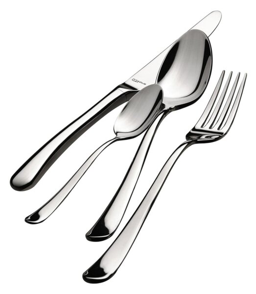 Madeira Case 50 Pieces Settimocielo Lucido Bugatti Cutlery Set, Polished 18.10 Chrome Steel, 4 mm Thickness