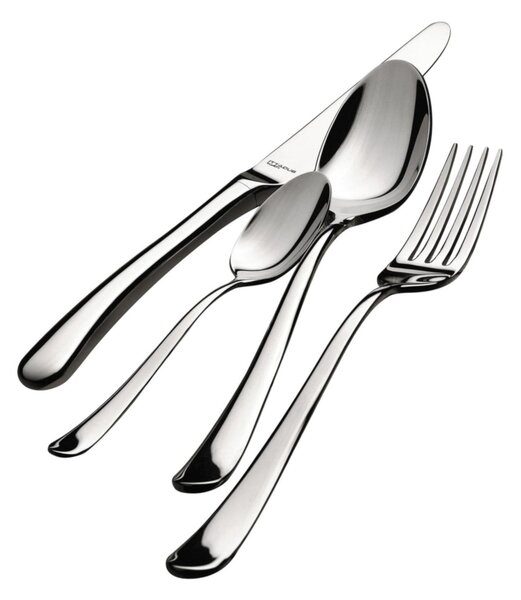 Madeira Case 30 Pieces Cutlery Set Settimocielo Lucido Bugatti, Polished Chrome Steel 18.10, 4 mm Thickness