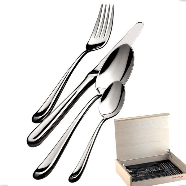 Madeira Case 49 Pieces Futura Lucido Bugatti Cutlery, Polished 18.10 Chrome Steel