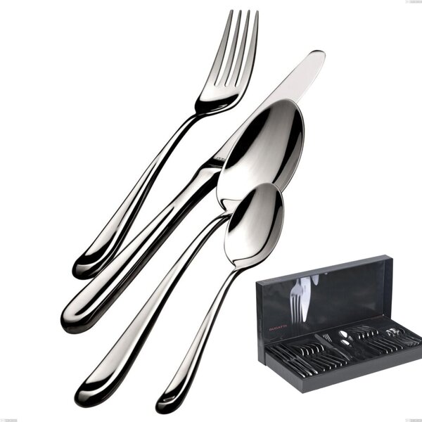 30-Piece Cutlery Set in Gallery Futura Lucido Bugatti Box, Polished 18.10 Chrome Steel