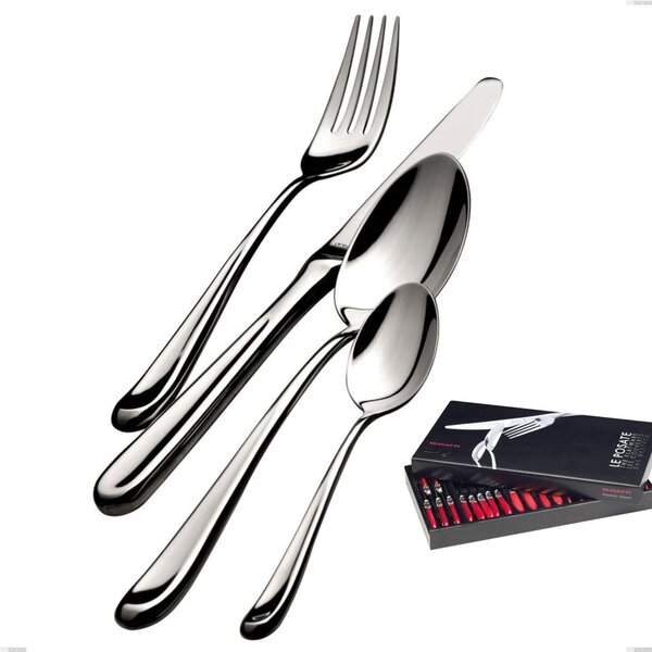 24 Piece Cutlery Set in Box Gallery Futura Lucido Bugatti, Polished 18.10 Chrome Stainless Steel