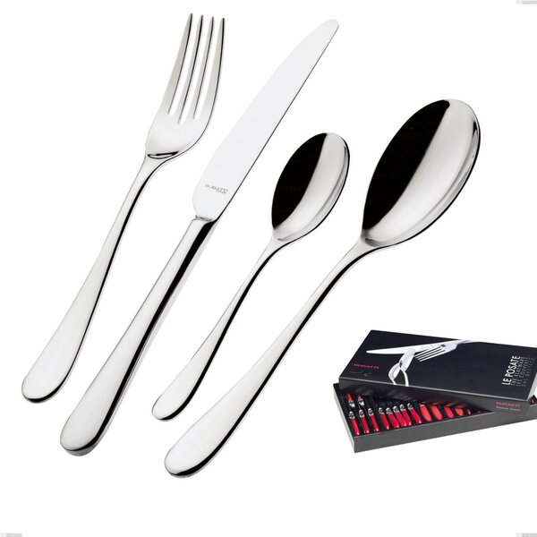 24 Pieces Cutlery Set in Box Gallery Siena Bugatti, Polished Chrome Stainless Steel 18.10, 3 mm Thickness
