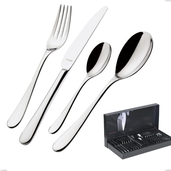 30-Piece Cutlery Set in Gallery Siena Bugatti Box, 18.10 Polished Chrome Steel, 3mm Thickness - Siena Bugatti
