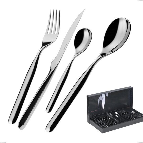 30-Piece Cutlery Set in Gallery Box Vidal Bugatti, 18.10 Polished Chrome Stainless Steel