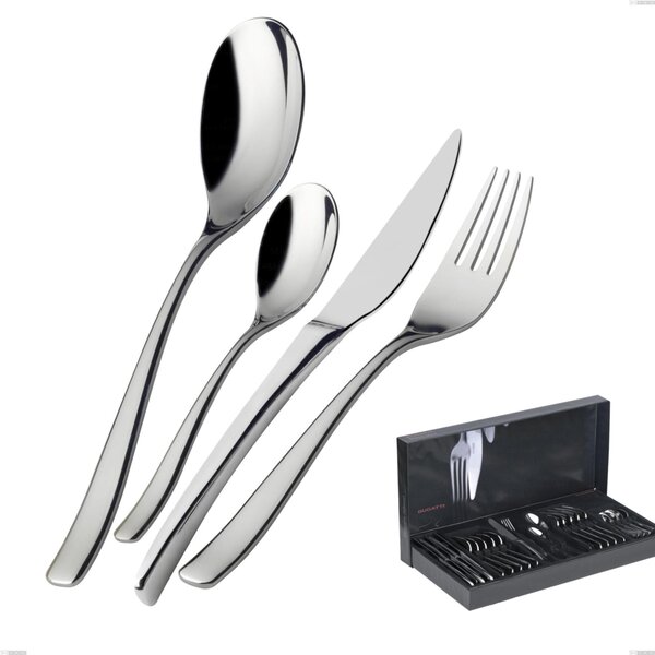 30-Piece Cutlery Set in Box Gallery Amalfi Lucido Bugatti, Polished 18.10 Chrome Steel