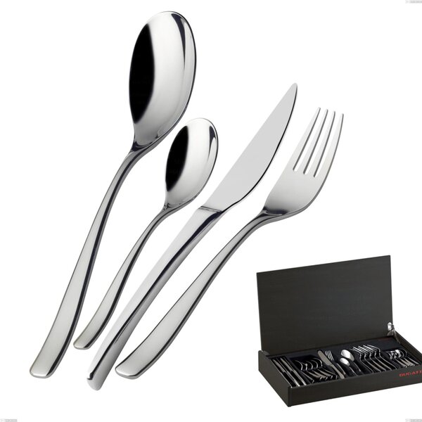 24-piece cutlery set in wenge wood case, Amalfi Lucido Bugatti, polished 18.10 chrome steel