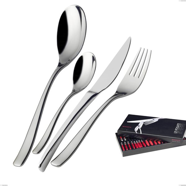 24-piece cutlery set in glossy Amalfi Lucido Bugatti box, 18.10 polished chrome steel