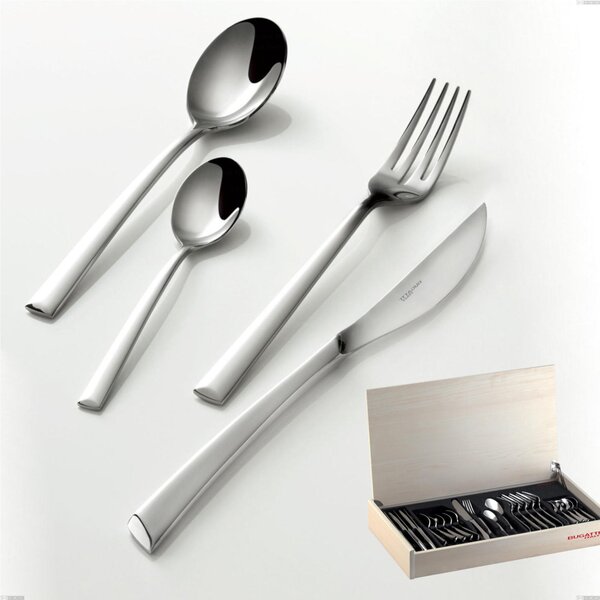 Madeira 24-Piece Cutlery Set Caprera Bugatti, 18.10 Polished Chrome Stainless Steel