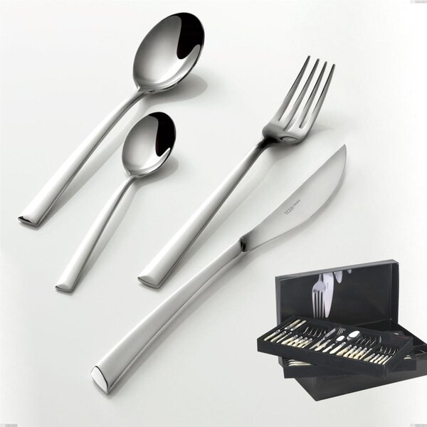75 Pieces Cutlery Set in Gallery Caprera Bugatti Box, 18.10 Polished Chrome Steel