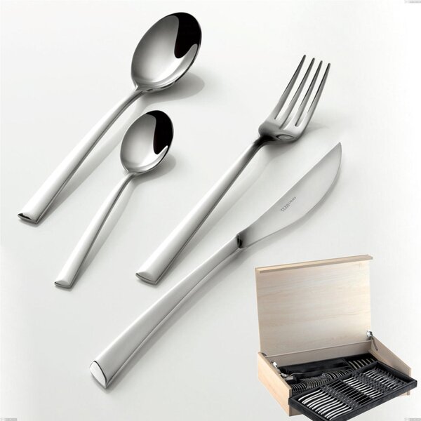 Madeira 75 Piece Cutlery Set Caprera Bugatti, 18.10 Polished Chrome Steel