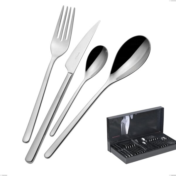 30-Piece Cutlery Set in Gallery Box Sintesi Bugatti, 18.10 Polished Chrome Stainless Steel