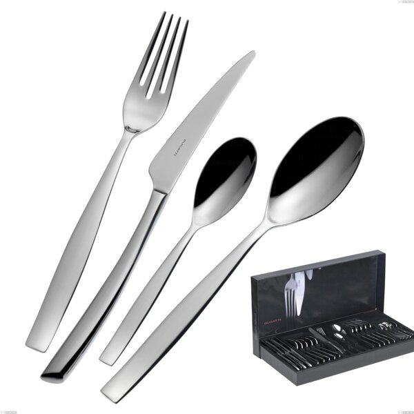 30-Piece Cutlery Set in Gallery Toscana Bugatti Box, 18.10 Polished Chrome Steel, 3 mm Thickness