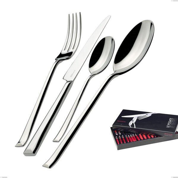 Bugatti Duetto 24 Piece Cutlery Set in Gallery Box, Polished Chrome Stainless Steel 18.10
