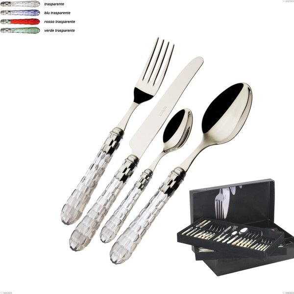 75-Piece Cutlery Set in Box Gallery Crystal Chrome Ring Bugatti, 18.10 Polished Stainless Steel with PMMA Handle