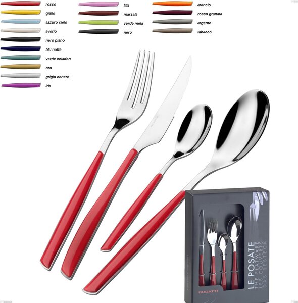 24-Piece Glamour Bugatti Cutlery Set in Glamorous Box, 18.10 Stainless Steel with SAN Handle