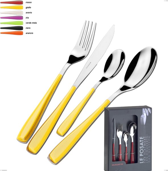 Essenza Bugatti 24 Pieces Cutlery Set in Showcase Packaging, 18.10 Stainless Steel with SAN Handle
