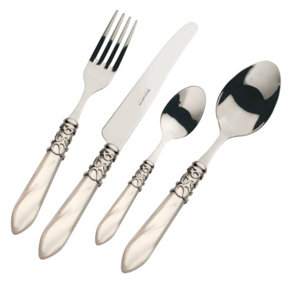 49-Piece Cutlery Set in Wenge Wood Case Melodia Chrome Ring Bugatti, 18.10 Steel with Mother-of-Pearl Effect in Acrylic