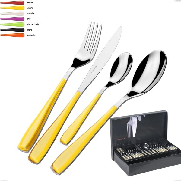 Pack of 50 Pieces Bugatti Essenza Cutlery in Box, 18.10 Stainless Steel with SAN Handle