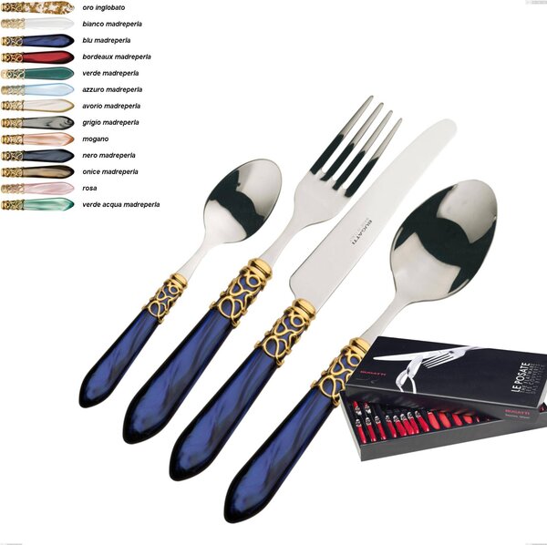 24-piece cutlery set in box gallery Melodia gold bezel Bugatti, 18.10 steel with acrylic handle